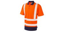 Mortehoe ISO 20471 Cl 2 Dual Colour Coolviz Plus Polo Shirt HV Orange/Navy